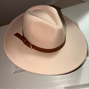 Elegant Cream Fedora with Brown Band